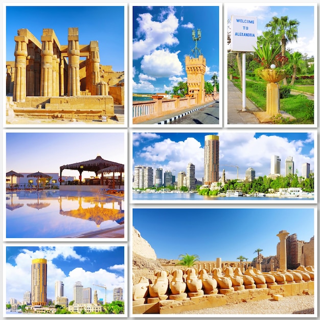 Photo collage of beautiful egypt africa