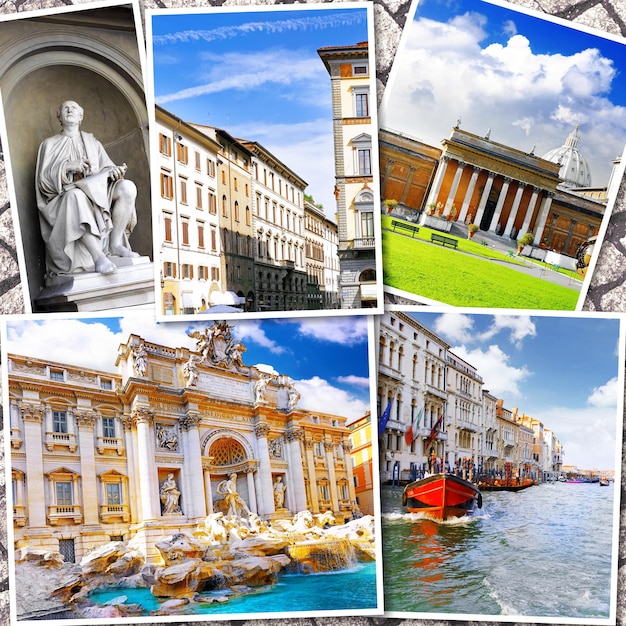 Collage of beautiful Italy Rome Florence Pisa Venice