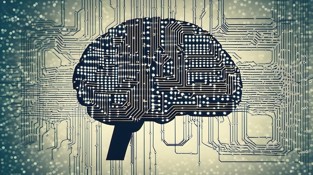 Photo a collage of binary code and circuitry forming the shape of a brain