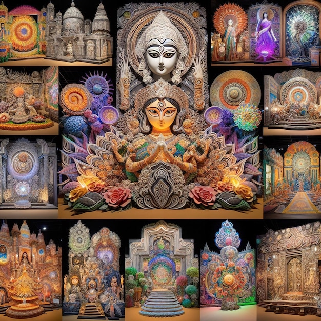 collage of buddha statue