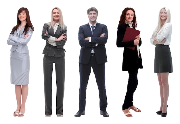 Collage of business people on white background