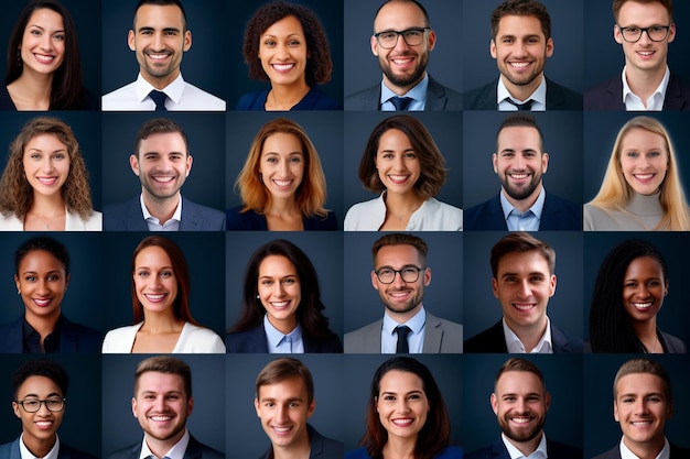 Collage of Business People39s Smiling Portraits Generative AI