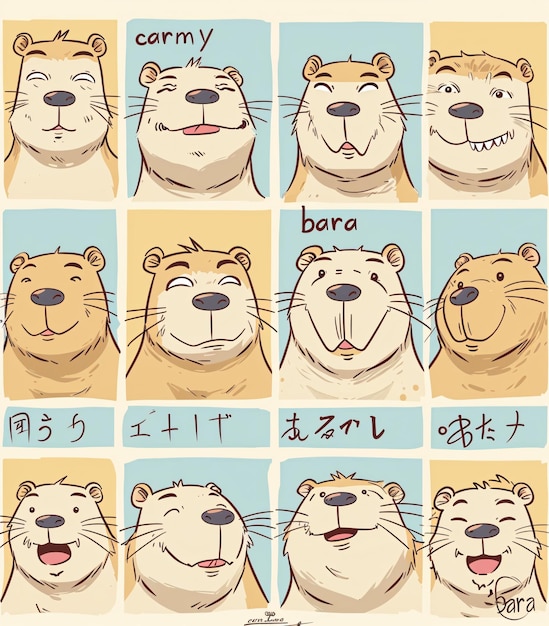 a collage of cartoon animals