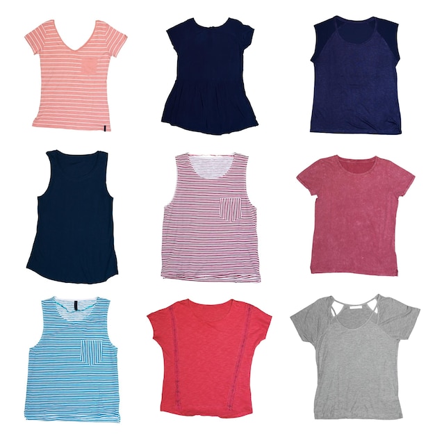 collage of clothes on a white background