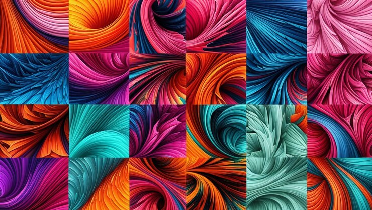 Photo collage of different colored squares