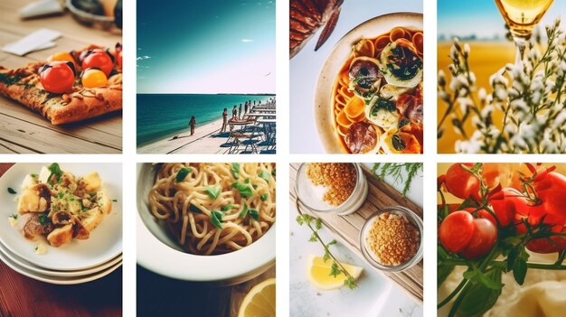 Foto un collage di diversi piatti concetto di ristorante ai generato