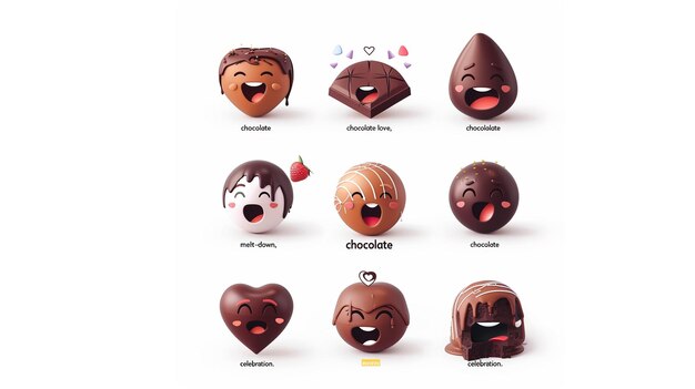 Photo a collage of different expressions of chocolates