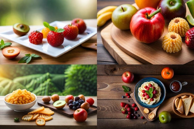 Photo a collage of different fruits and vegetables