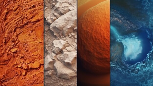 A collage of different natural Earth textures mixed in beautiful abstract background Generative AI