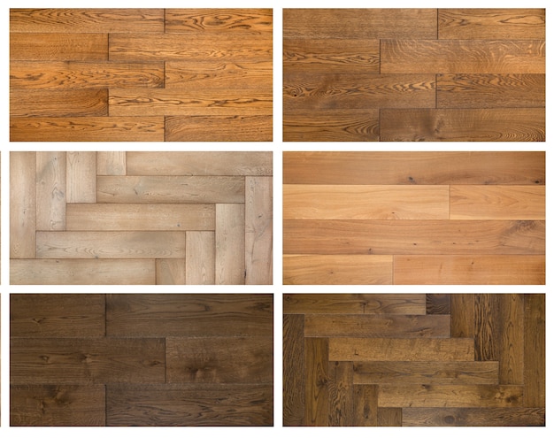 Collage of different wooden textures for parquet or laminate