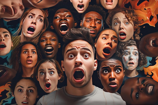 Photo a collage of diverse faces displaying a range of emotions highlighting the universality of human feelings