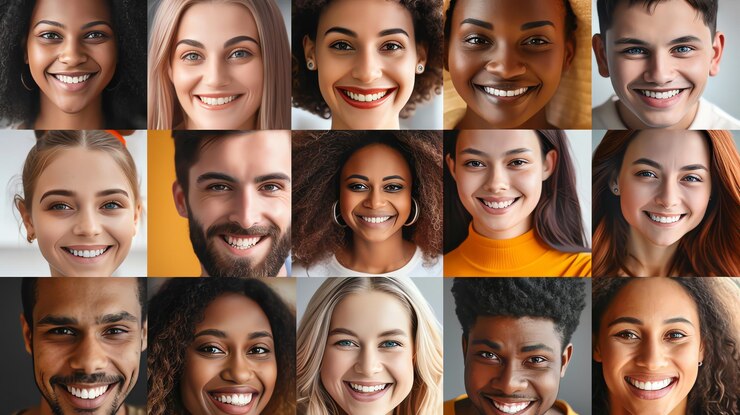 Photo a collage of diverse faces each person smiling brightly at the camera