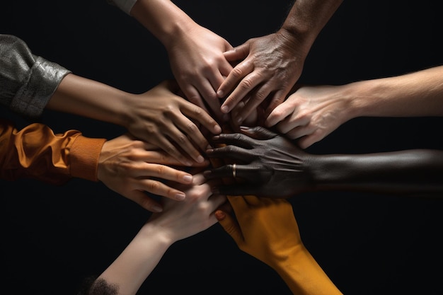 Collage of diverse hands coming together forming a 00068 03