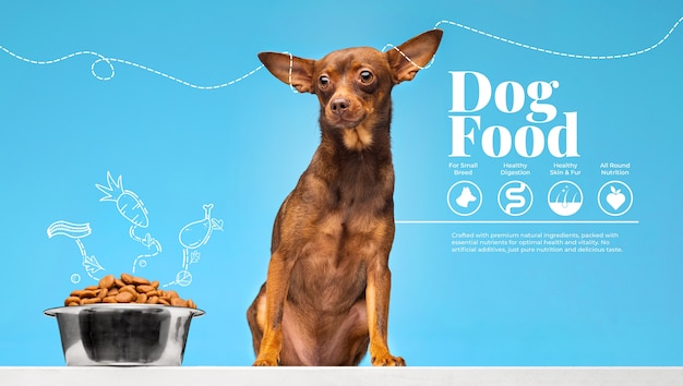 collage of dog food with graphs