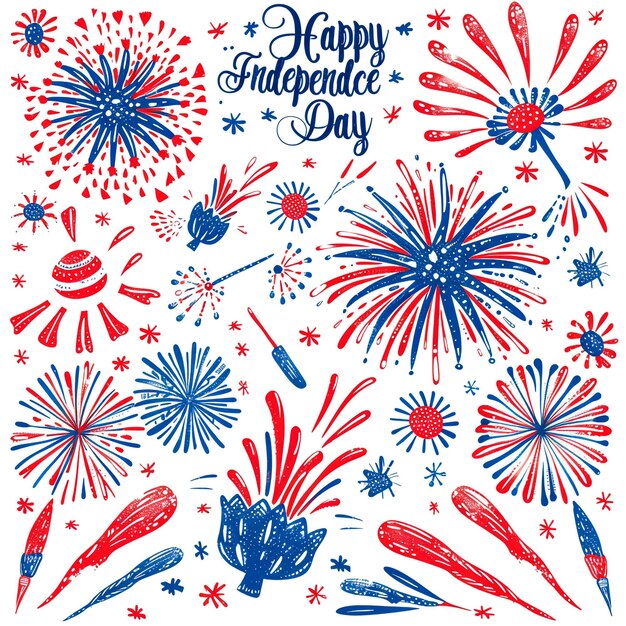Photo a collage of fireworks and a blue and red background with fireworks