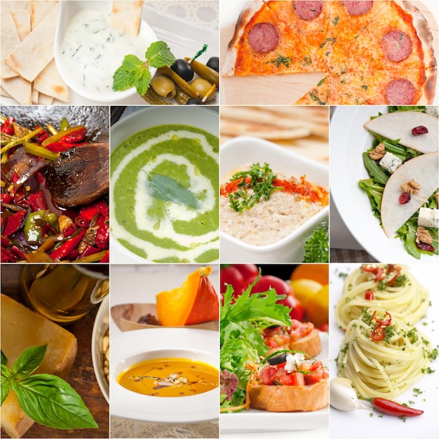 Photo collage of fresh food