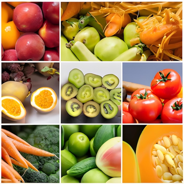 A collage of fruits and vegetables with a fresh look 2