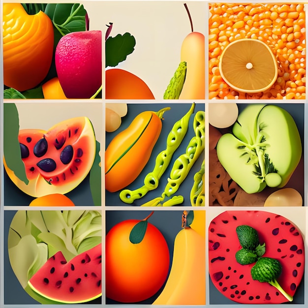 A Collage Of Fruits And Vegetables With A Fresh Look 7