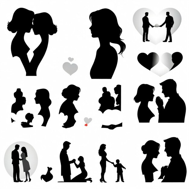Photo a collage of images including a couple and a man with a heart on the top