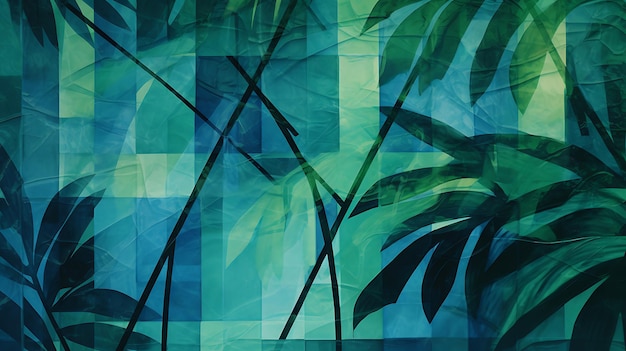 Collage of leaves and lefs mixed tropical patterns