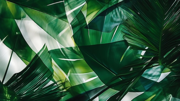 Collage of leaves and lefs mixed tropical patterns