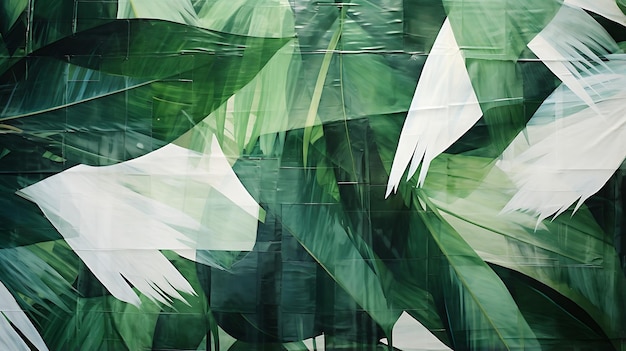 Collage of leaves and lefs mixed tropical patterns