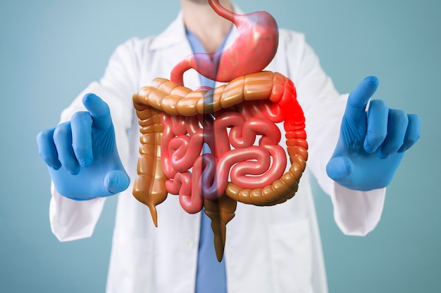 collage of medical issue with blood in stool