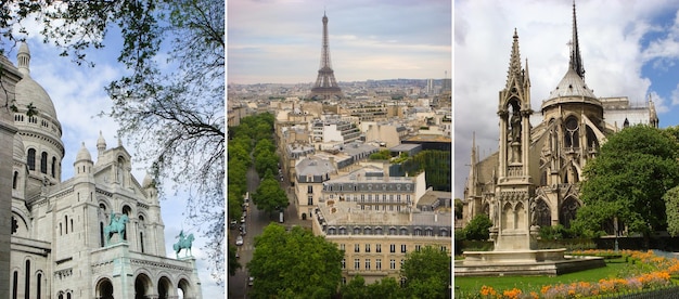 Collage Mening van beroemde plaats van stad Parijs Frankrijk