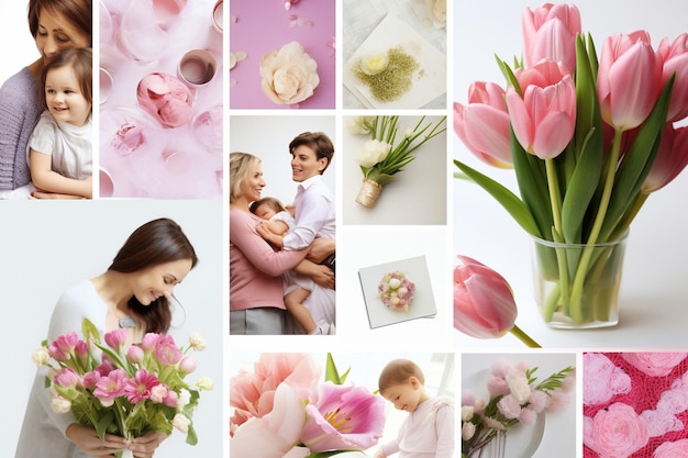 Photo collage of mothers day greetings