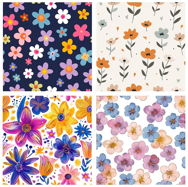 パターンのコラージュ花のパターンのコレクション