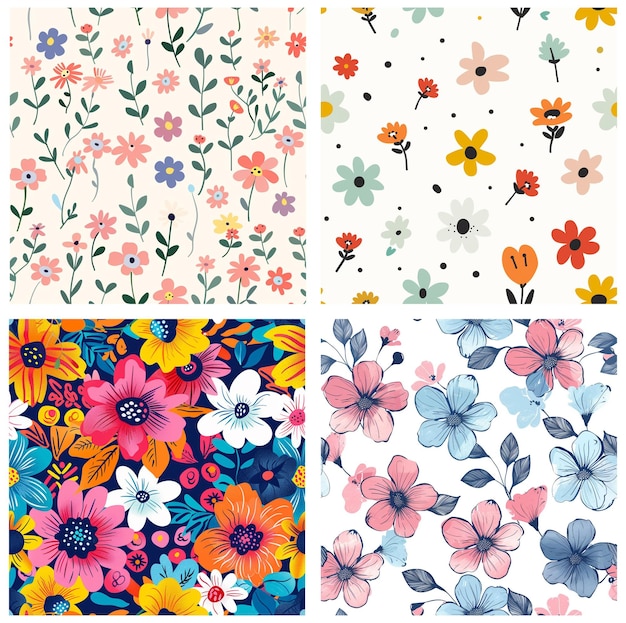パターンのコラージュ花のパターンのコレクション