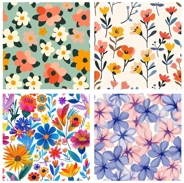 a collage of pattern flowers collection of floral pattern