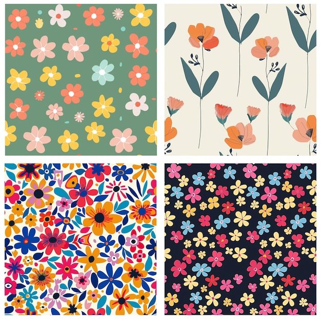 パターンのコラージュ花のパターンのコレクション