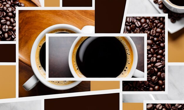 collage of photos of coffee and beans