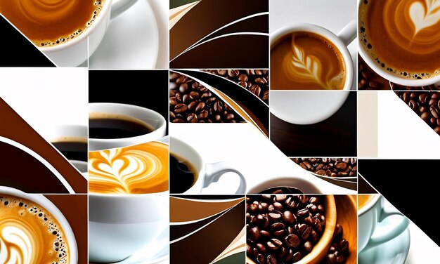 collage of photos of coffee and beans