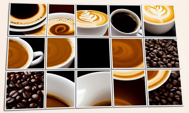 collage of photos of coffee and beans