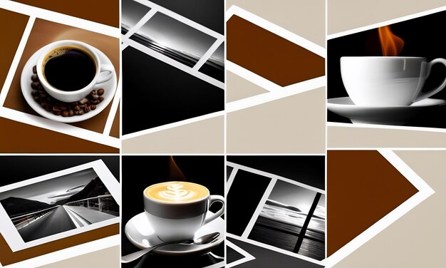 Photo collage of photos of coffee and beans