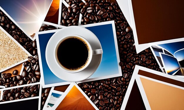 collage of photos of coffee and beans