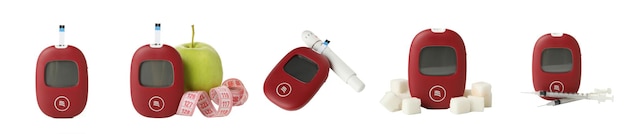 Collage of photos of device for measuring insulin