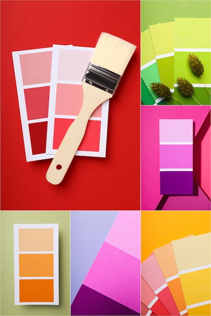 Collage of photos of different color palettes