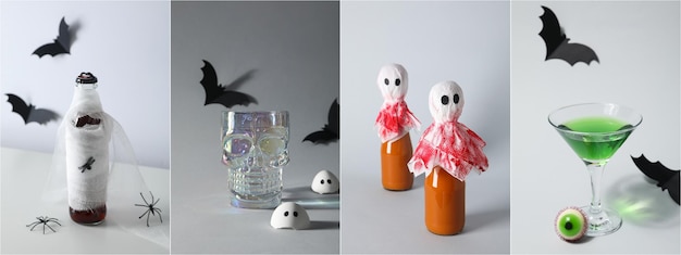 Collage of photos for Halloween accessories concept