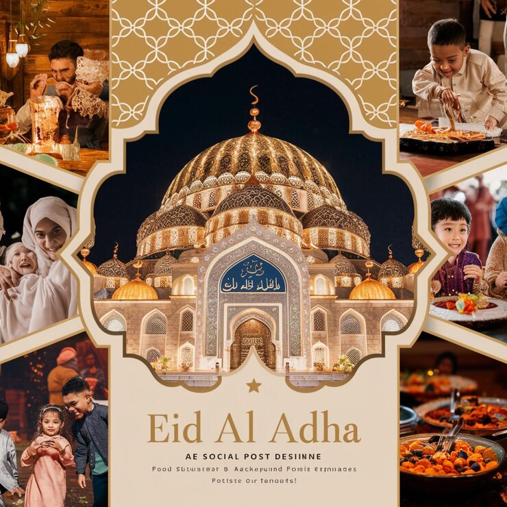 Photo a collage of pictures of people and a mosque with a place called arabic art
