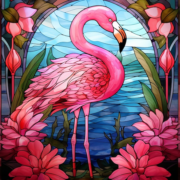 Коллаж розовых фламинго два фламинга над голубым ясным небом с облаком в форме сердца