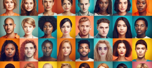 Коллаж портретов этнически разнообразной и смешанной возрастной группы целенаправленных бизнесменов и бизнесменов