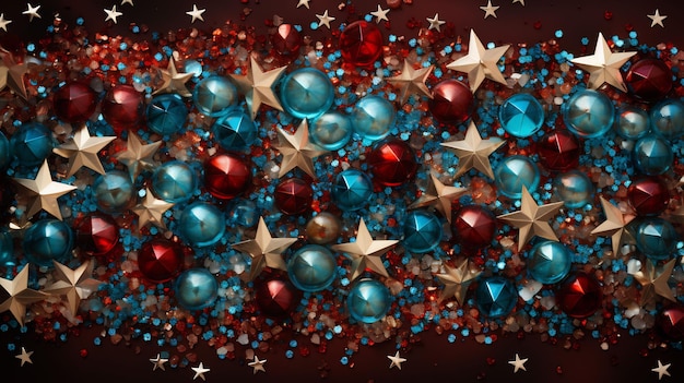 a collage of red blue and white ornaments with stars and stars