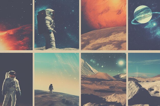 A collage of retro polaroidstyle photos with space for caption