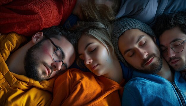 Photo a collage showing people from various demographics sleeping peacefully