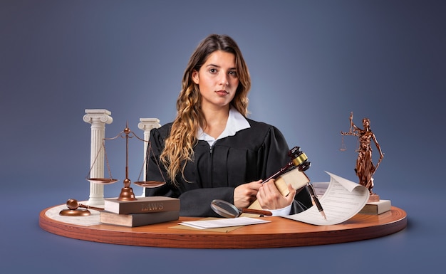Collage van een vrouw als rechter