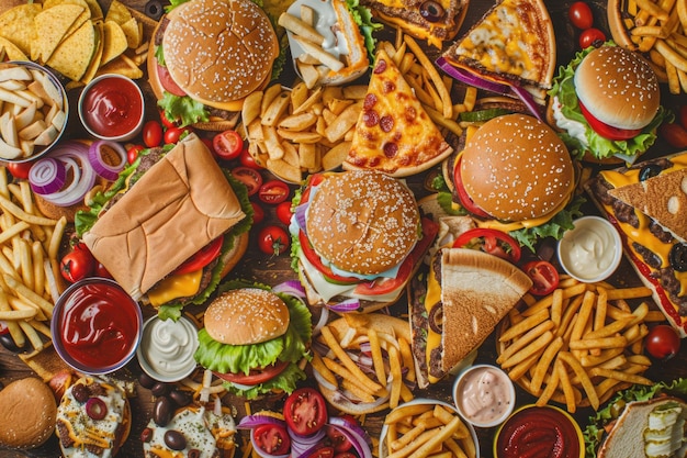 Foto collage van fastfoodproducten