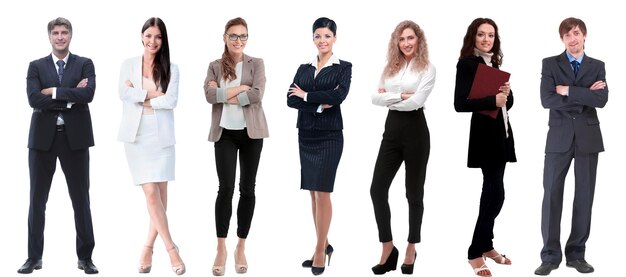 Collage of a variety of business people standing in a row